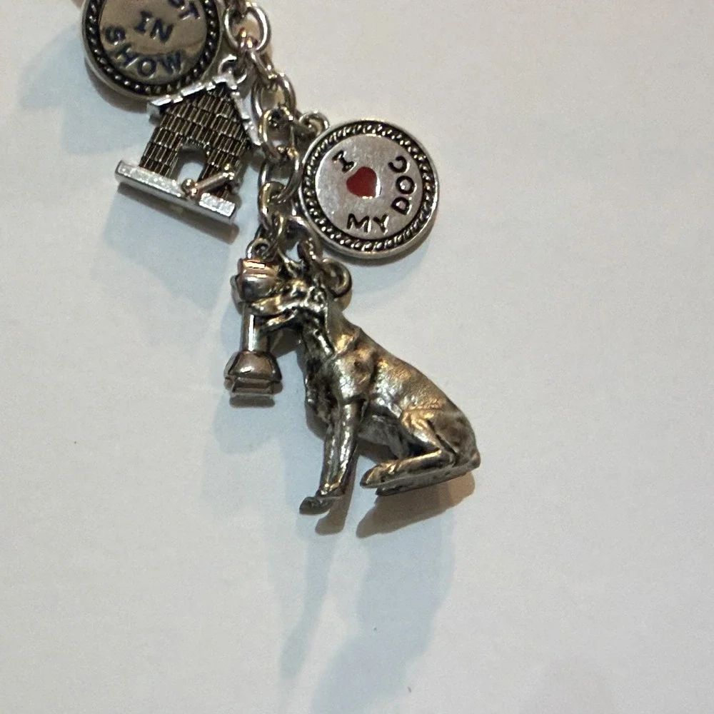 Cute! Dog Charm Pendant Silver Tone Keychains Pug Shepard Beagle Retriever Poodl